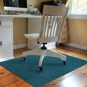 Barbury Weave Teal 35 in. x 47 in. 9 to 5 Desk Chair Mat