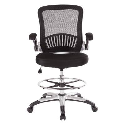 DC Series 24.8 in. Width Big and Tall Black Fabric Drafting Chair with Adjustable Height