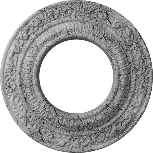 Ekena Millwork 1/2 in. x 8-1/8 in. x 8-1/8 in. Polyurethane Andrea Ceiling Medallion, Ultra Pure White Crackle