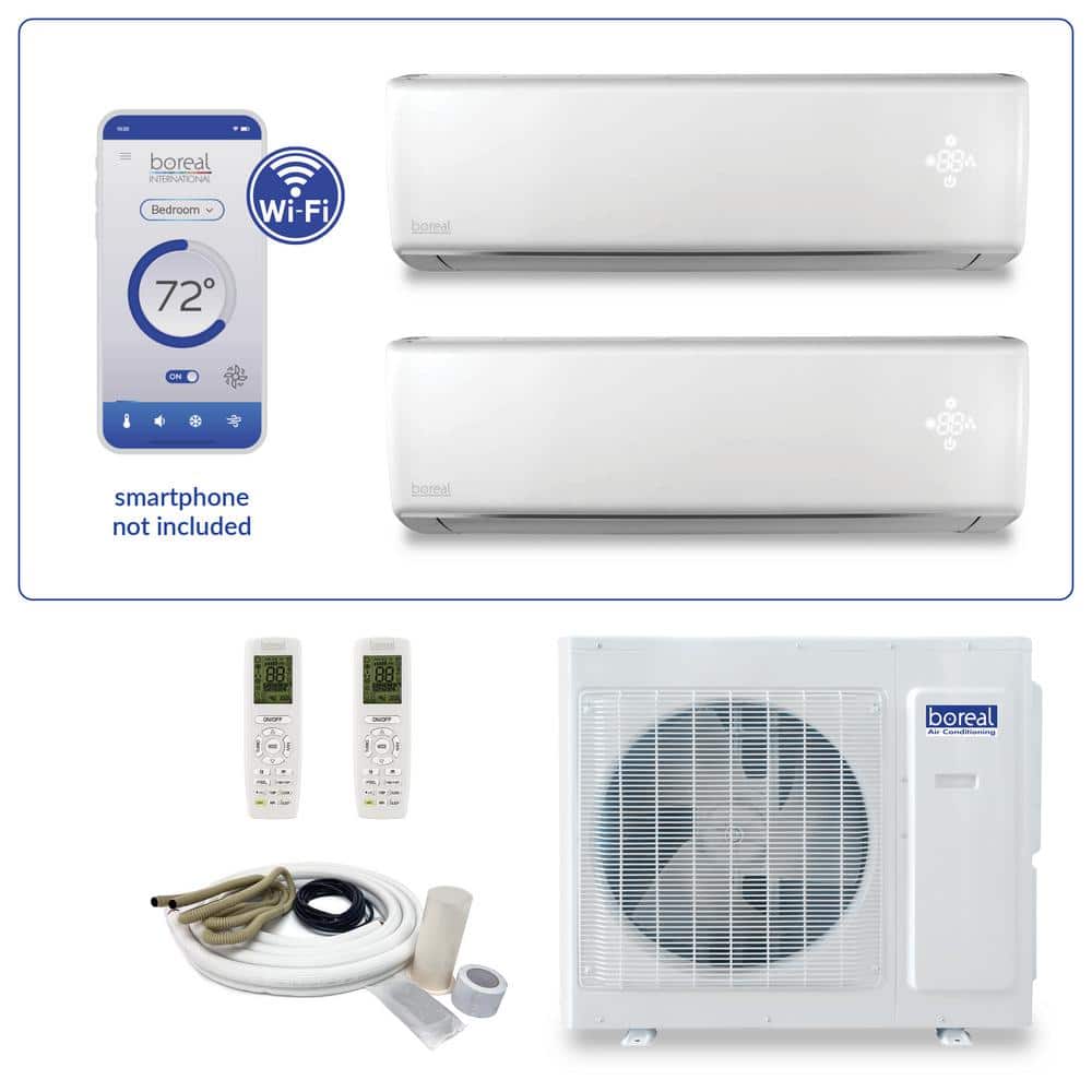 Brisa Dual Zone 24,000 BTU 2 Ton Smart Home Ductless Mini Split Air Conditioner Heat Pump 25 ft. Install Kit 230V price history on PriceWatchPro