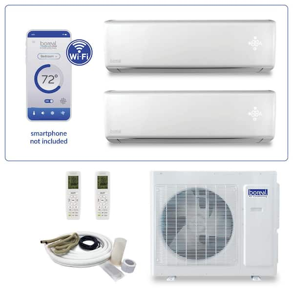 Reviews For Boreal Brisa Dual Zone 18000 Btu 1 5 Ton Wi Fi Ductless Mini Split Air Conditioner And Heat Pump With 25 Ft Install Kit 230v Mbrs18hp200 The Home Depot