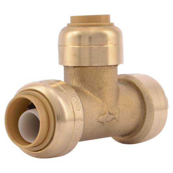 SharkBite 1/2 in. x 1/2 in. x 3/8 in. Push-to-Connect Brass Reducing Tee Fitting