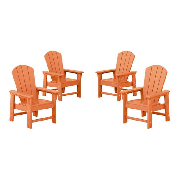 WESTIN OUTDOOR Children's Laguna Set-4 Outdoor Patio All Weather Fade Resistant Kids Poly Plastic Adirondack Chairs in Orange