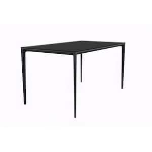 Avo Mid-Century Modern 55 in. Rectangular Dining Table with Black Aluminum Legs (Black)