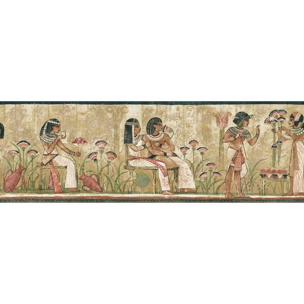 The Wallpaper Company 8 in. x 10 in. Earth Tone Egyptian Border Sample