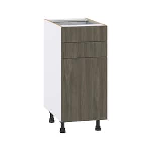 Medora 15 in. W x 34.5 in. H x 24 in. D Textured Slab Walnut Assembled Base Kitchen Cabinet with Two 5 in. Drawers