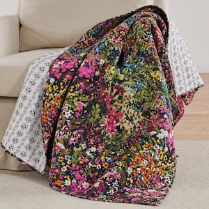 Basel Multi-Colored Floral Quilted Cotton Throw Blanket