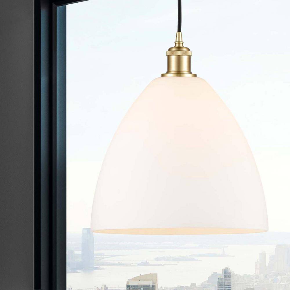 Ballston 12" Satin Gold Mini Pendant with Matte White Shade