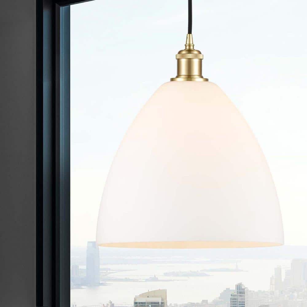 Ballston 12" Satin Gold Mini Pendant with Matte White Shade