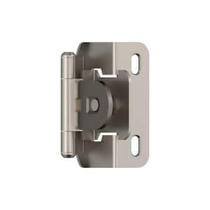 Satin Nickel 1/2 in. (13 mm) Overlay Single Demountable, Partial Wrap Cabinet Hinge (2-Pack)