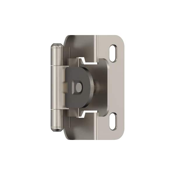 Amerock Satin Nickel 1/2 in. (13 mm) Overlay Single Demountable, Partial Wrap Cabinet Hinge (2-Pack)