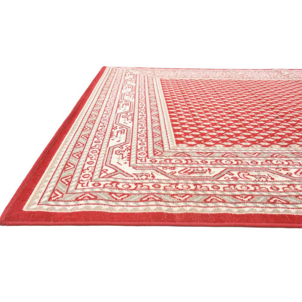 Red and Ivory Braided Synthetic 6' x 9' Rectangular Area Rug