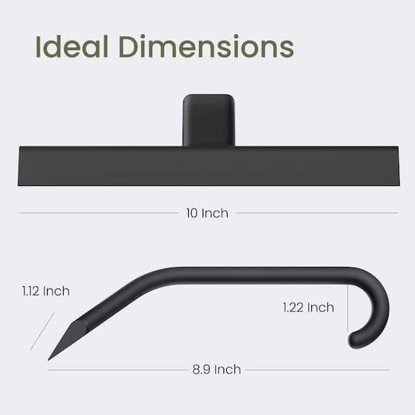 1-Piece Silicone Shower Squeegee in Black for Glass Doors with Built-in Hook Design for Easy Hanging and Cleaning