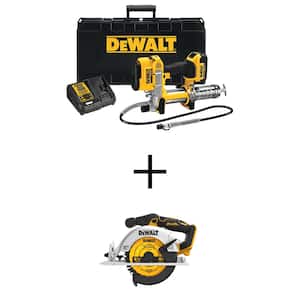 20V MAX Cordless 10,000 PSI Variable Speed Grease Gun and Brushless 6-1/2 in. Circular Saw with 4Ah Battery and Charger