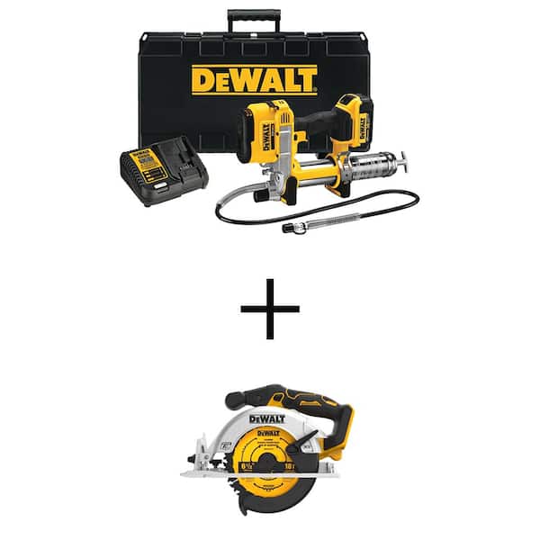 DEWALT 20V MAX Cordless 10,000 PSI Variable Speed Grease Gun and Brushless 6-1/2 in. Circular Saw with 4Ah Battery and Charger