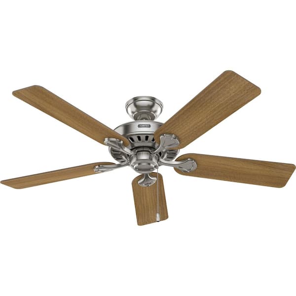 Hunter - Pro's Best 52 in. Indoor Brushed Nickel Ceiling Fan with Light Kit Included