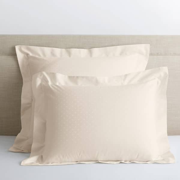 The Company Store Legends Luxury Dot Cream 500-Thread Count Cotton Sateen Standard Sham