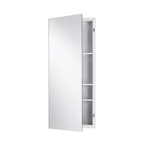 Focus 16 in. W x 36 in. H Medium Rectangular White Steel Recessed Medicine Cabinet with Polished Edge Mirror