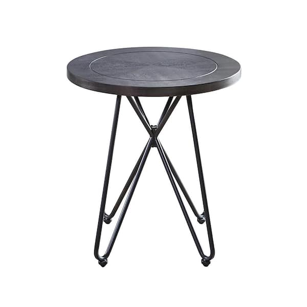 Steve Silver Derek Grey Top and Iron Base Round End Table