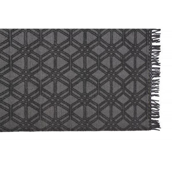 HomeRoots Black, Gray Geometric 2 ft. x 8 ft. Area Rug