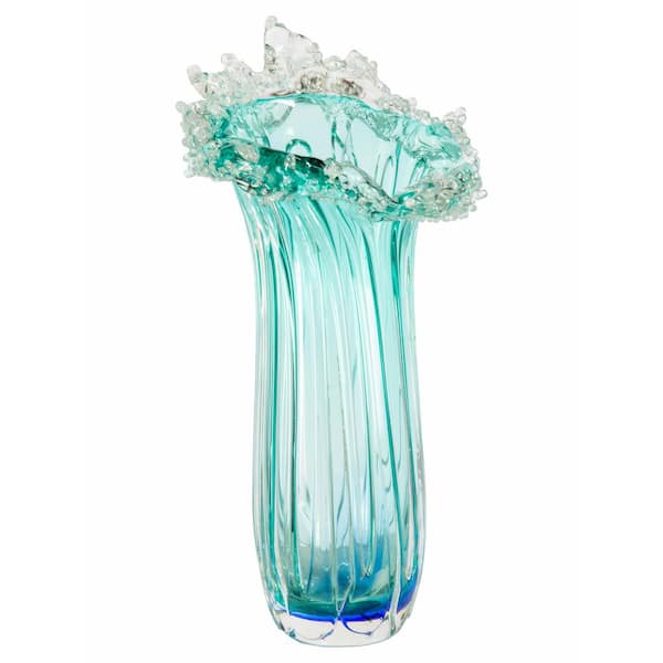 Dale Tiffany 18" Tall Aliso Creek Hand Blown Murano-Style SeaFoam Art Glass Vase