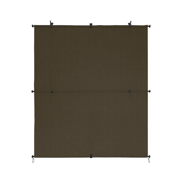 5 ft. x 6 ft. Brown Cordless Fold Shade Blind Sun Shade, UV Blockage for Patio Porch Backyard Gazebo Deck Balcony