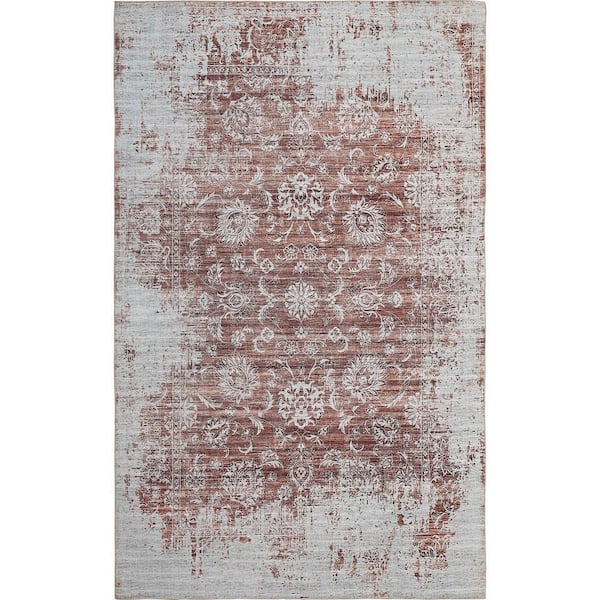 null Emir Collection Traditional Oriental Water-Repellent Rust 3 ft. 9 in. x 5 ft. 9 in. Area Rug (4 ft. x 6 ft.)