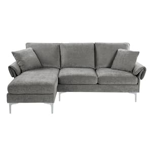Stonehouse 85.38 in. W 2-Piece Chenille Sectional Sofa in Gray