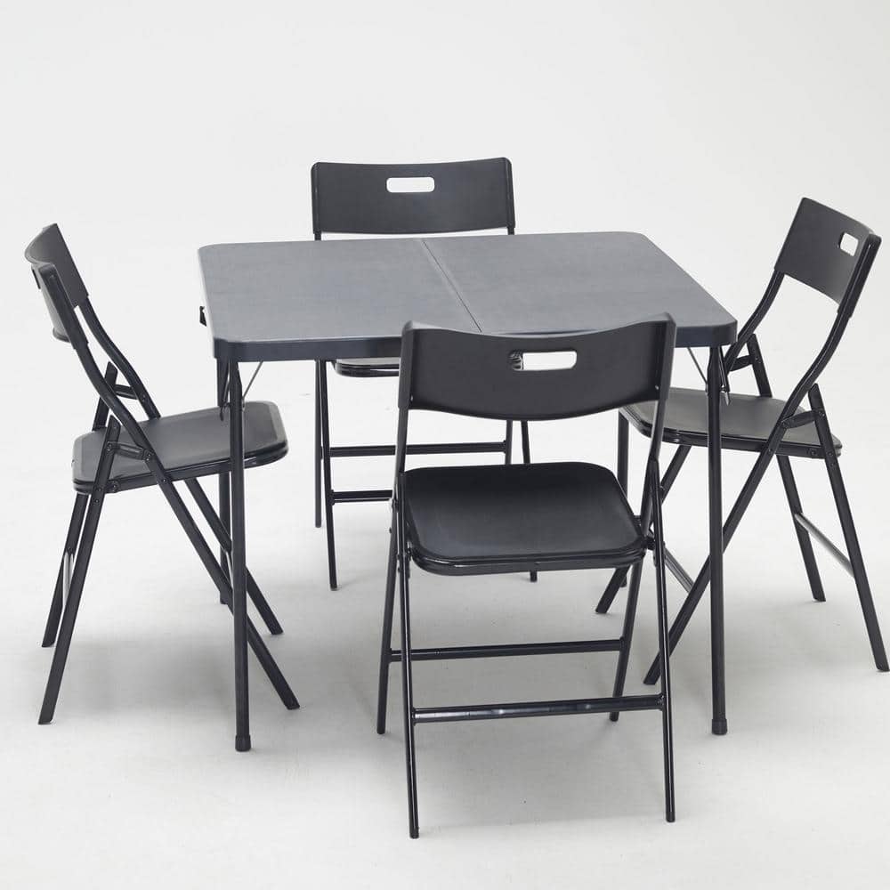 5-Piece Metal Outdoor Dining Folding Table and Chair Set