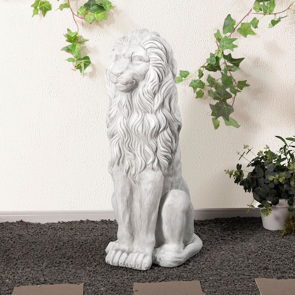 Glitzhome 36.25 in. H Oversized MGO White Guardian Sitting Lion
