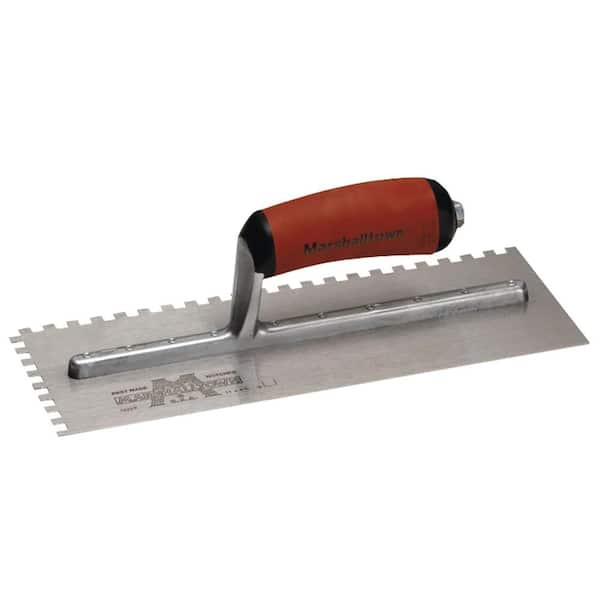 MARSHALLTOWN 11 in. x 3/8 in. Square Notched Flooring Trowel with Durasoft Handle