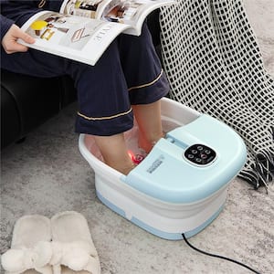 Folding Foot Spa Basin w/Heat Bubble Roller Massage Temp&Time Set Blue