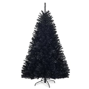 6 ft. Black Unlit Full PVC Hinged Artificial Christmas Tree with Solid Metal Stand