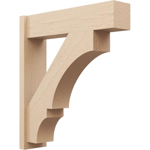 Ekena Millwork 8 in. x 36 in. x 32 in. Balboa Block Rough Cedar Woodgrain Timberthane Polyurethane Outlooker, Primed Tan