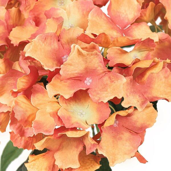 LIVING LUXURY 19 in. Dusty Orange Artificial Hydrangea Flower Stem
