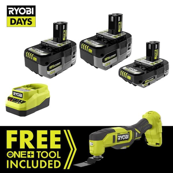 ONE+ 18V HIGH PERFORMANCE Kit w/ (2) 4.0 Ah Batteries, 2.0 Ah Battery, Charger, & FREE ONE+ 18V Cordless Multi Tool