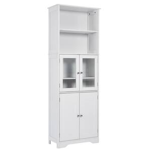 22.6 in. W x 11.2 in. D x 64 in. H White Linen Cabinet with Shelves and Doors