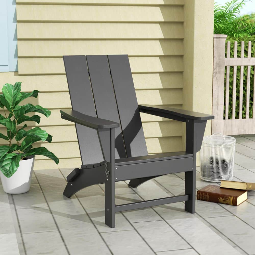 Shoreside Outdoor Patio Fade Proof Modern Folding Plastic Adirondack Chair in Gray price history on PriceWatchPro