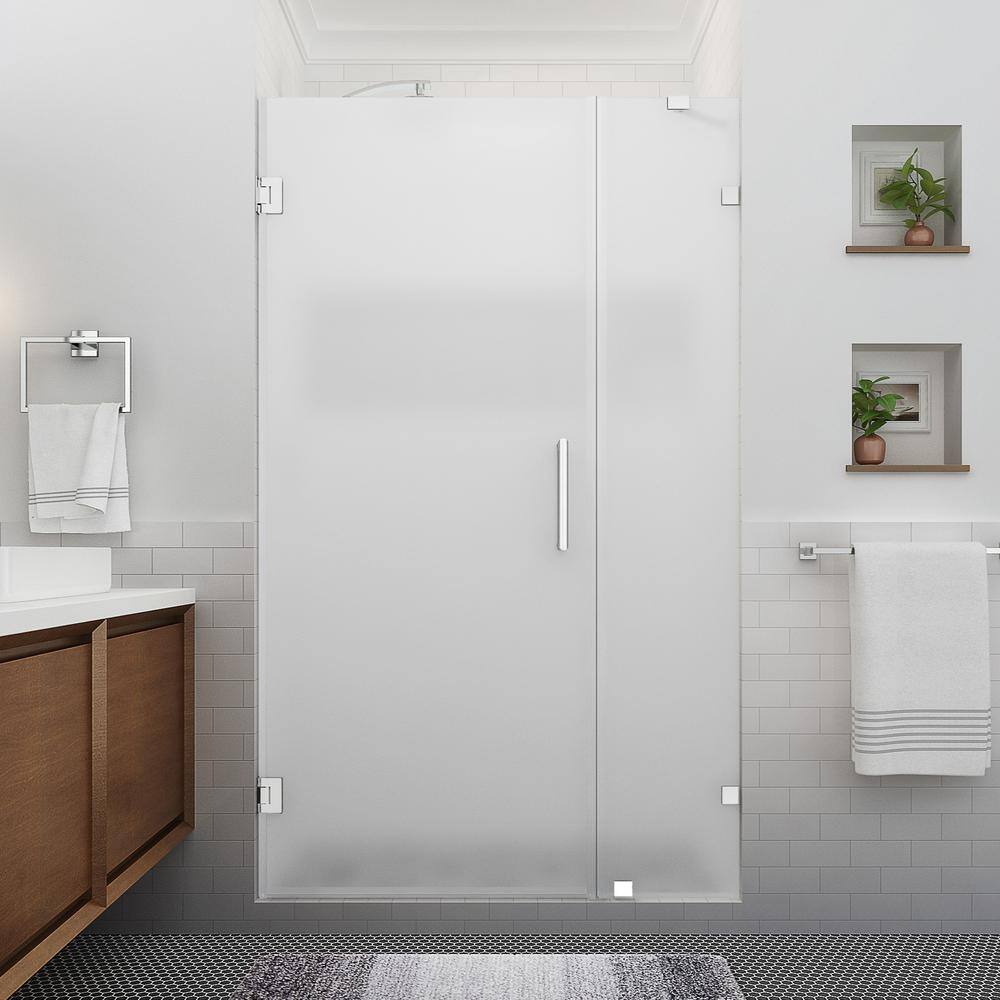 Nautis XL 80" Frameless Shower Door with Frosted Glass and Chrome Finish