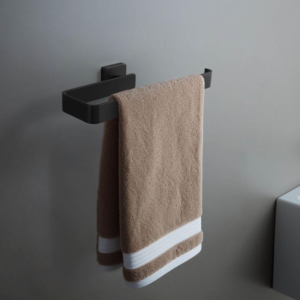 Bathroom Accessories 9.7 in. Wall Mounted Towel Bar in Matte Black