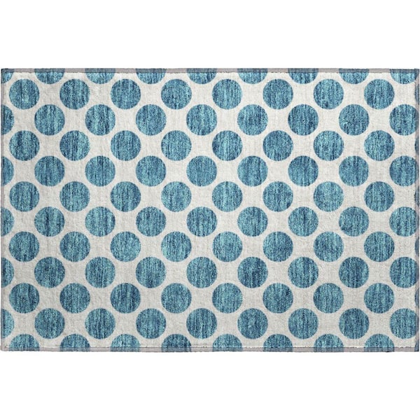 Mayfield Premium Machine Washable Abstract AMF980 Teal 1 ft. 8 in. x 2 ft. 6 in. Area Rug