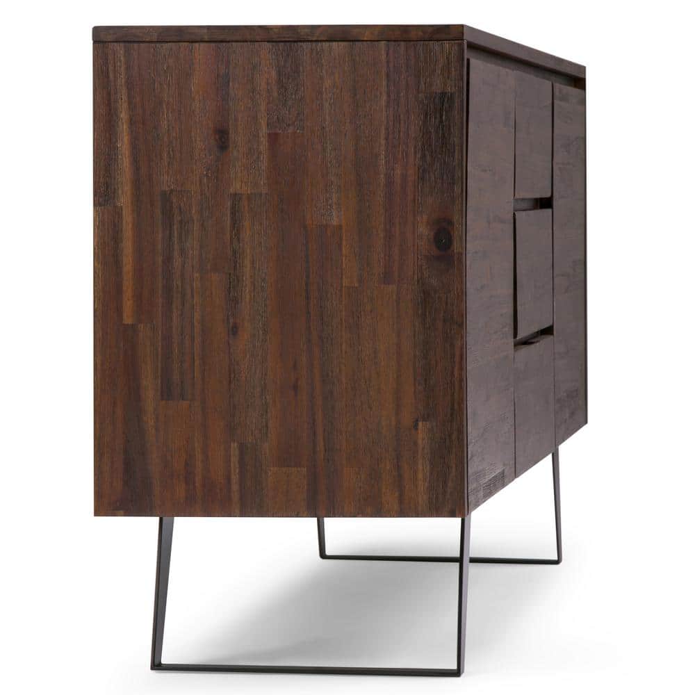 Lowry Distressed Charcoal Brown Solid Acacia & Metal Sideboard Buffet