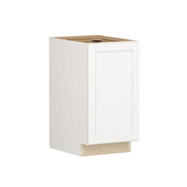 Shaker Partial Overlay 18 in W x 24 in D x 34.5 in H Plywood Assembled Full Height Base Kitchen Cabinet in Linen White