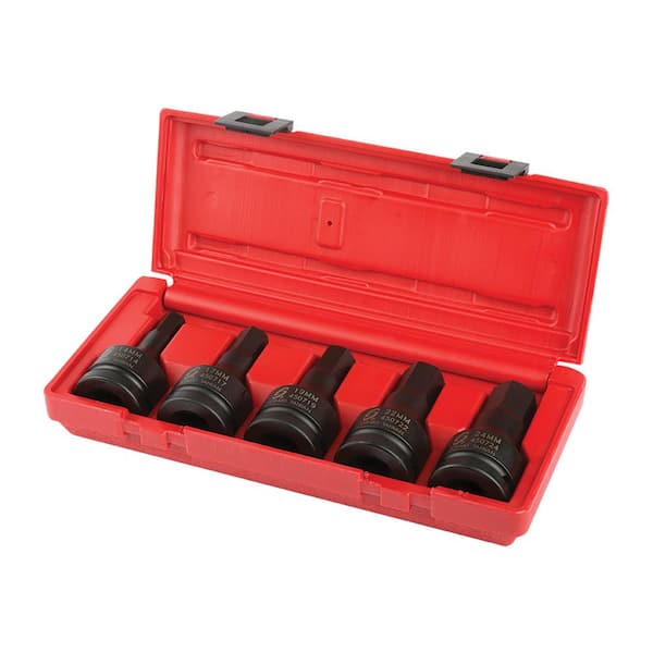 SUNEX TOOLS 3/4 in. Drive Metric Impact Hex Driver Set (5Piece) 4507 The Home Depot