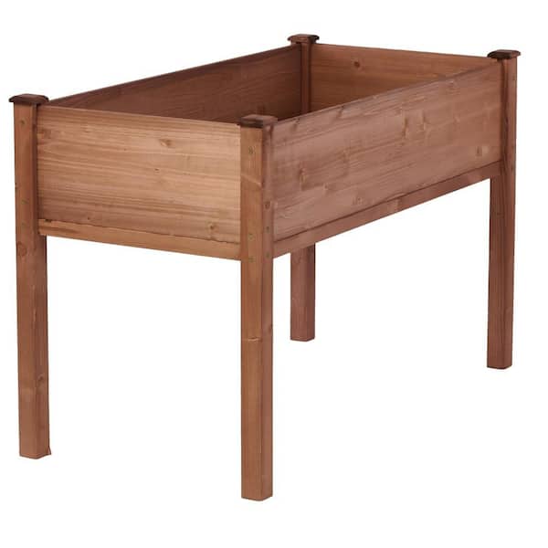 Unbranded 48 in. x 24 in. x 30 in Coffee Wood Raised Garden Bed with Legs, Elevated Wooden Planter Box for Outdoor Plants Flowers