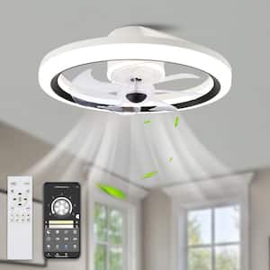 20 in. LED Indoor White Low Profile 6-Speed Ceiling Fan DC Motor Flush Mount Lighting with Dimmable Light and Remote