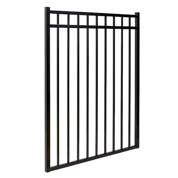 Versai Flat Top Design 5 ft. W x 4.5 ft. H Gloss Black Steel Fence Gate for Pool Application