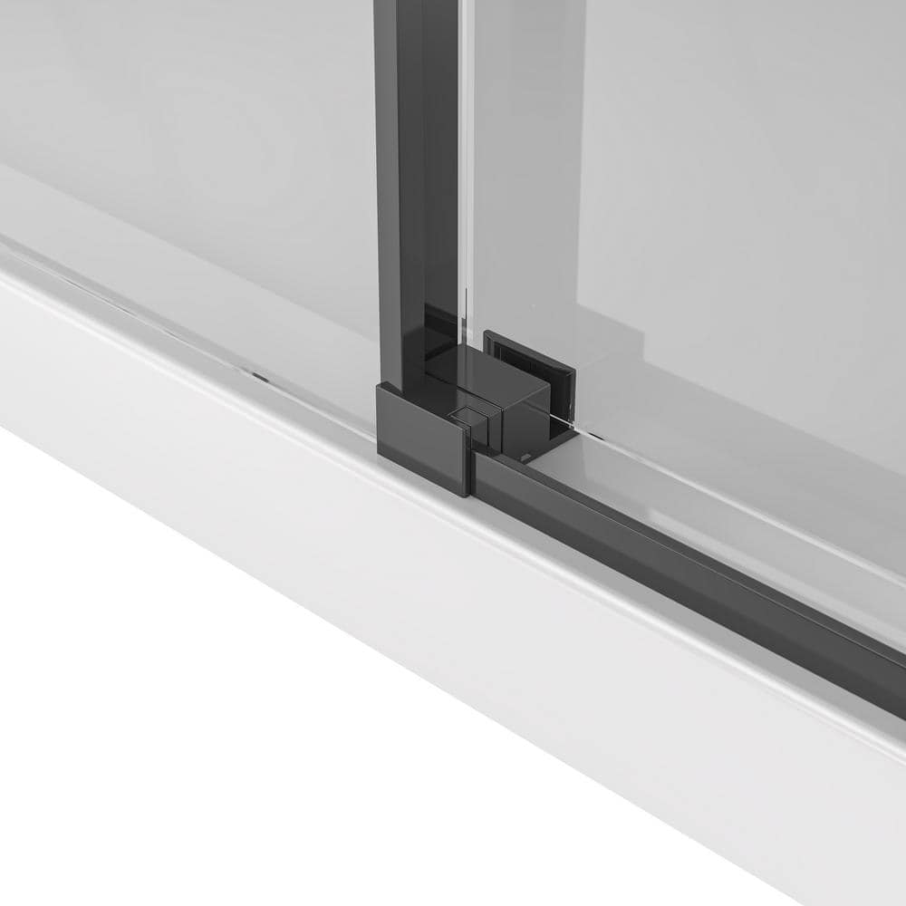 Alexandria 60" Black Framed Sliding Shower Kit with Clear Glass