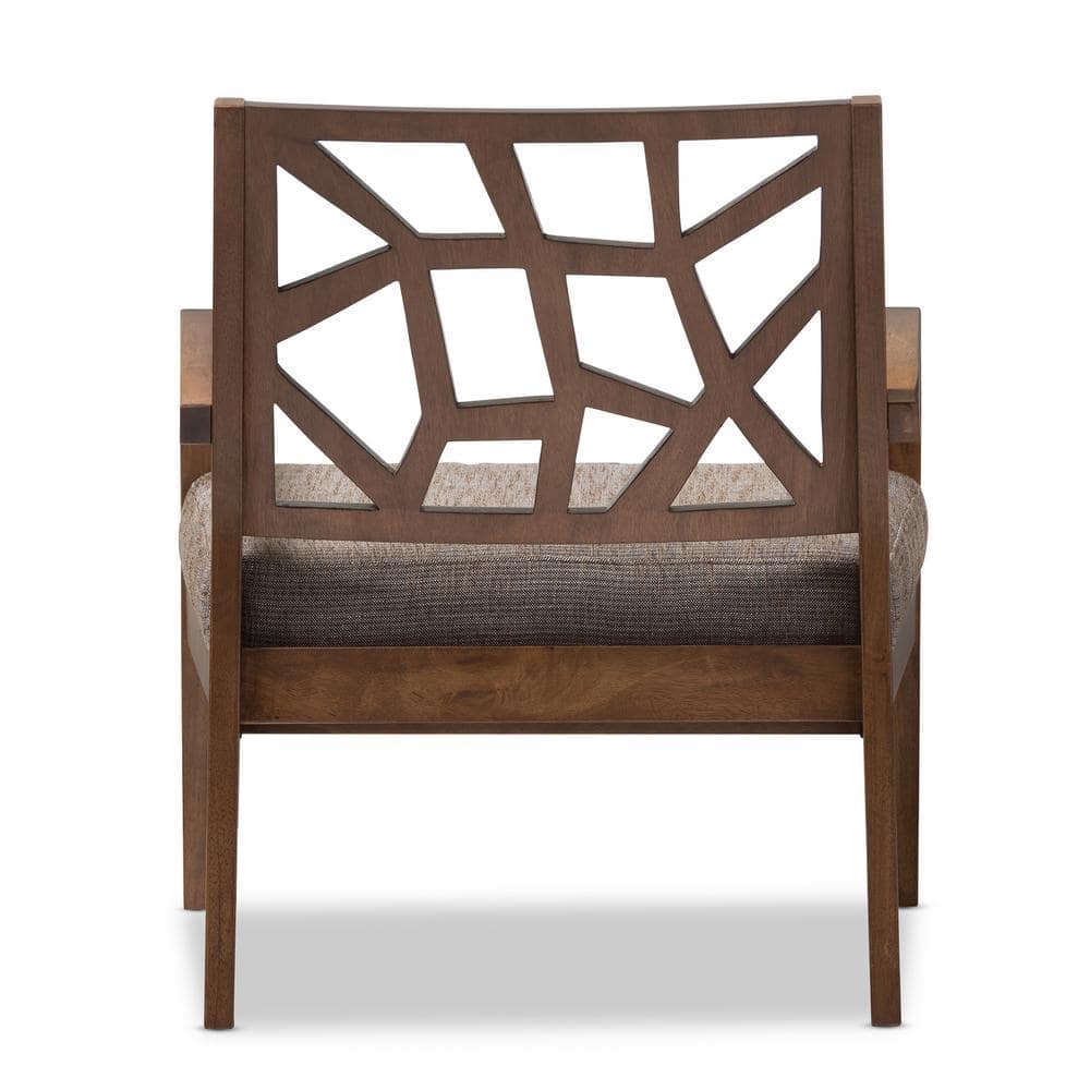 Jennifer Gray Twill and Walnut Wood Accent Chair