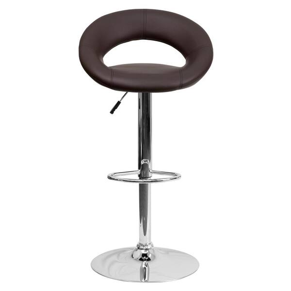 Flash Furniture 32.75 in. Adjustable Height Brown Cushioned Bar Stool